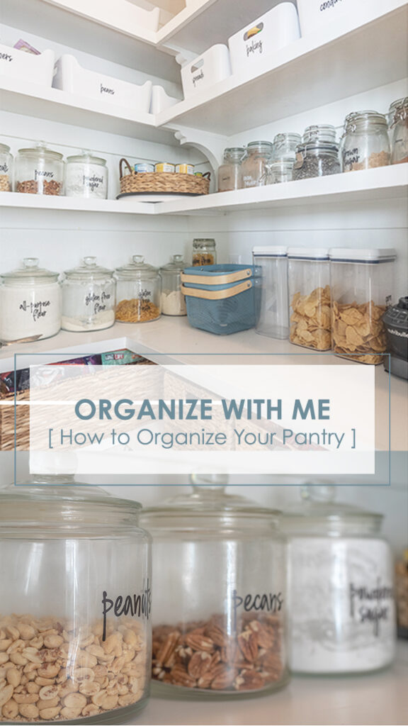 an organized and decluttered pantry looks bright and spacious painted in Sherwin Williams Pure White.