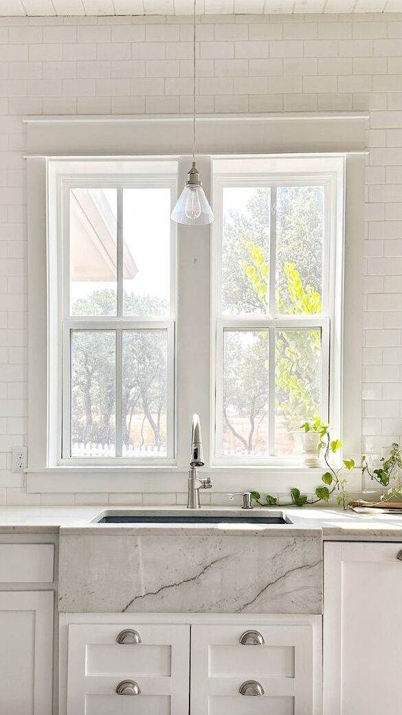 kitchen sink cabinet under window